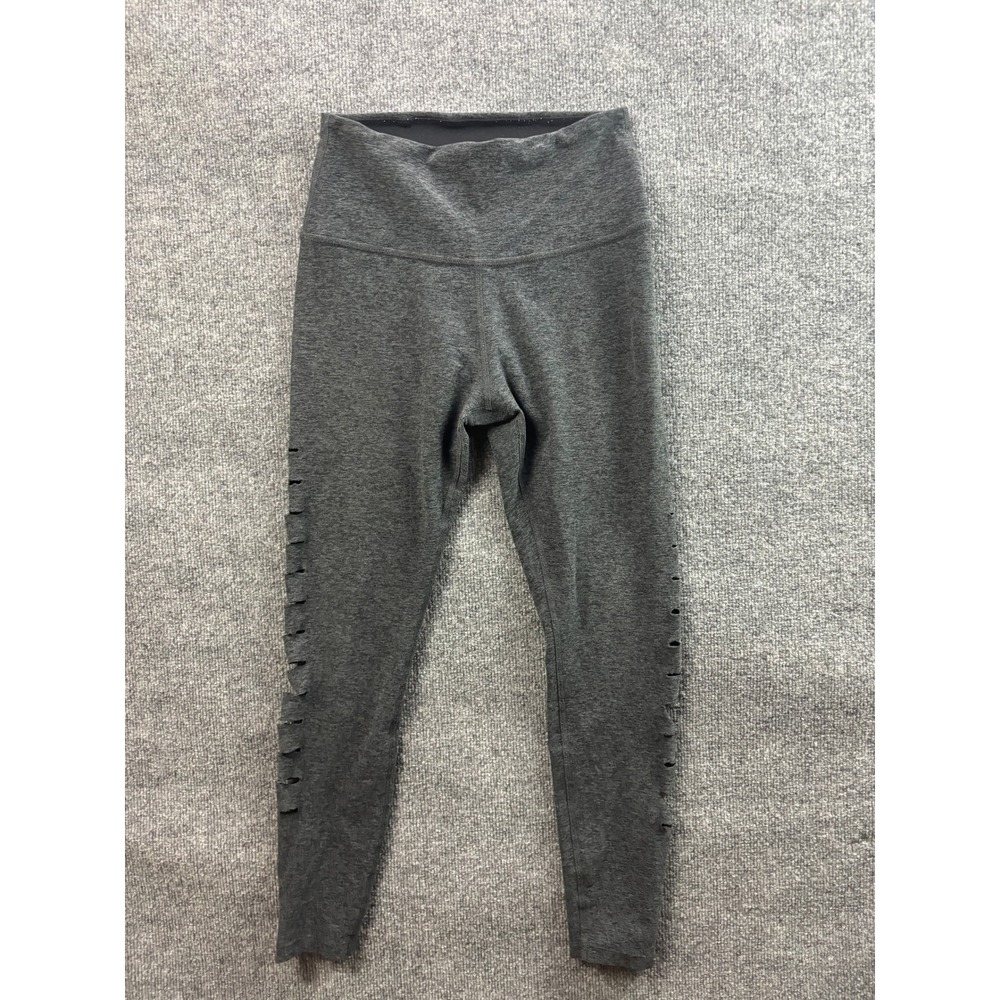 Beyond Yoga Leggings Womens L Gray Space Dye Ladder Cut Out High Waist